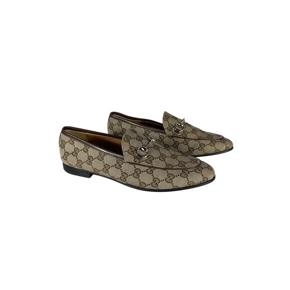 Gucci Shoes - Gucci Jordaan Brown Leather GG Canvas Loafer Size 9
